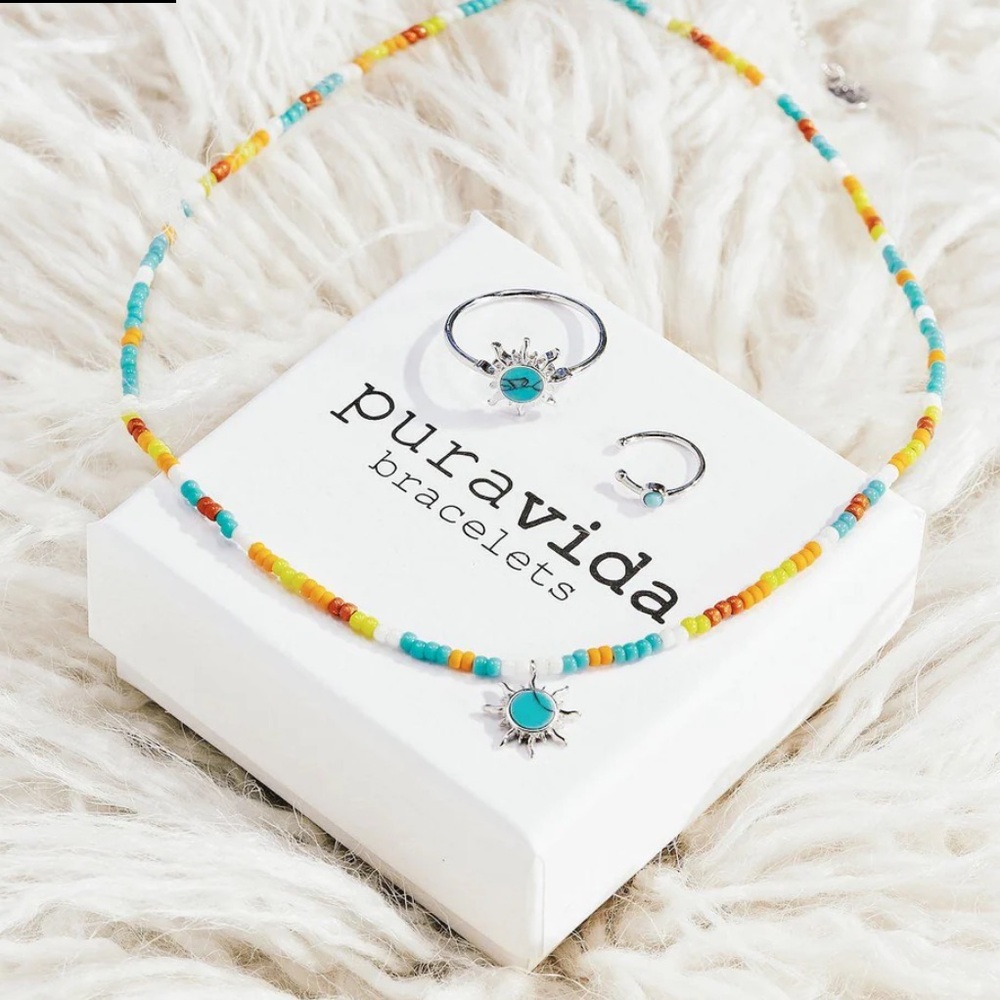 Pura Vida Dreaming Outloud Turquoise Sun Jewelry Set New
